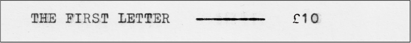 The First Letter — £10